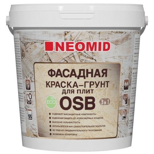 Краска - грунт фасадная для плит OSB Proff 3 в 1 / 1 кг / NEOMID