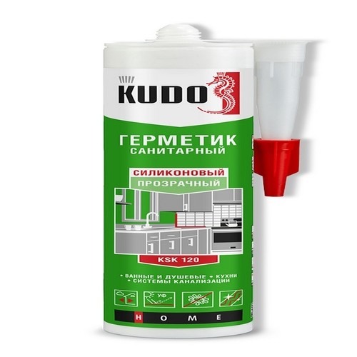 Герметик силиконовый  санитарный  280 мл.  / прозрачный / KUDO KSK-120