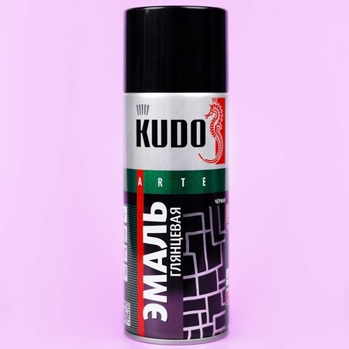 Эмаль универсальная алкидная / черная глянцевая / 520мл / KUDO KU-1002